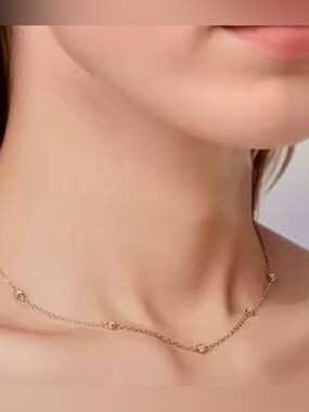 .20ct Diamond Necklace Minimalist Yellow Gold over 925 Silver. Pendant